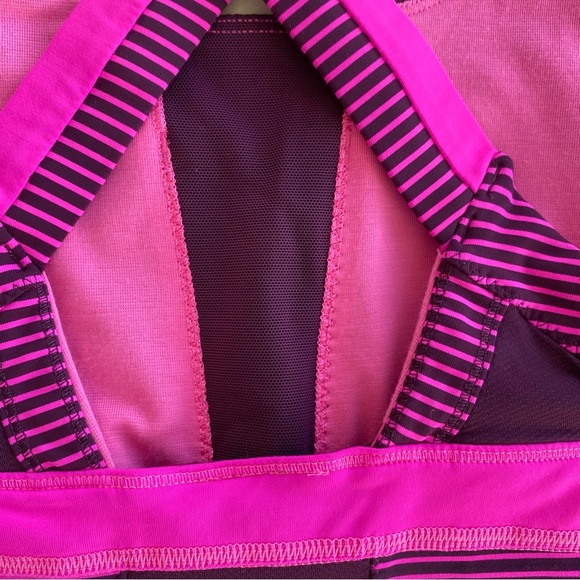 Lululemon Stuff Your Bra Tank II Hyper Stripe, Hot Pink/Maroon, Size M/L - Picture 3 of 15